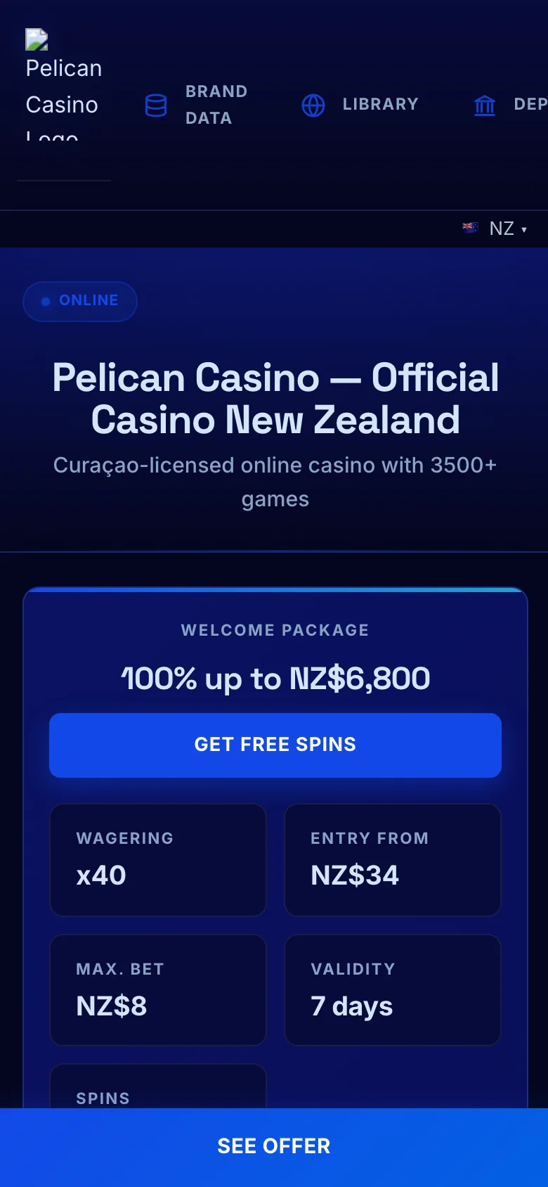Pelican Casino mobile lobby screenshot